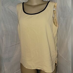 #1 Dana KAY Sleeveless Cream Top with Black Trim SIZE 12